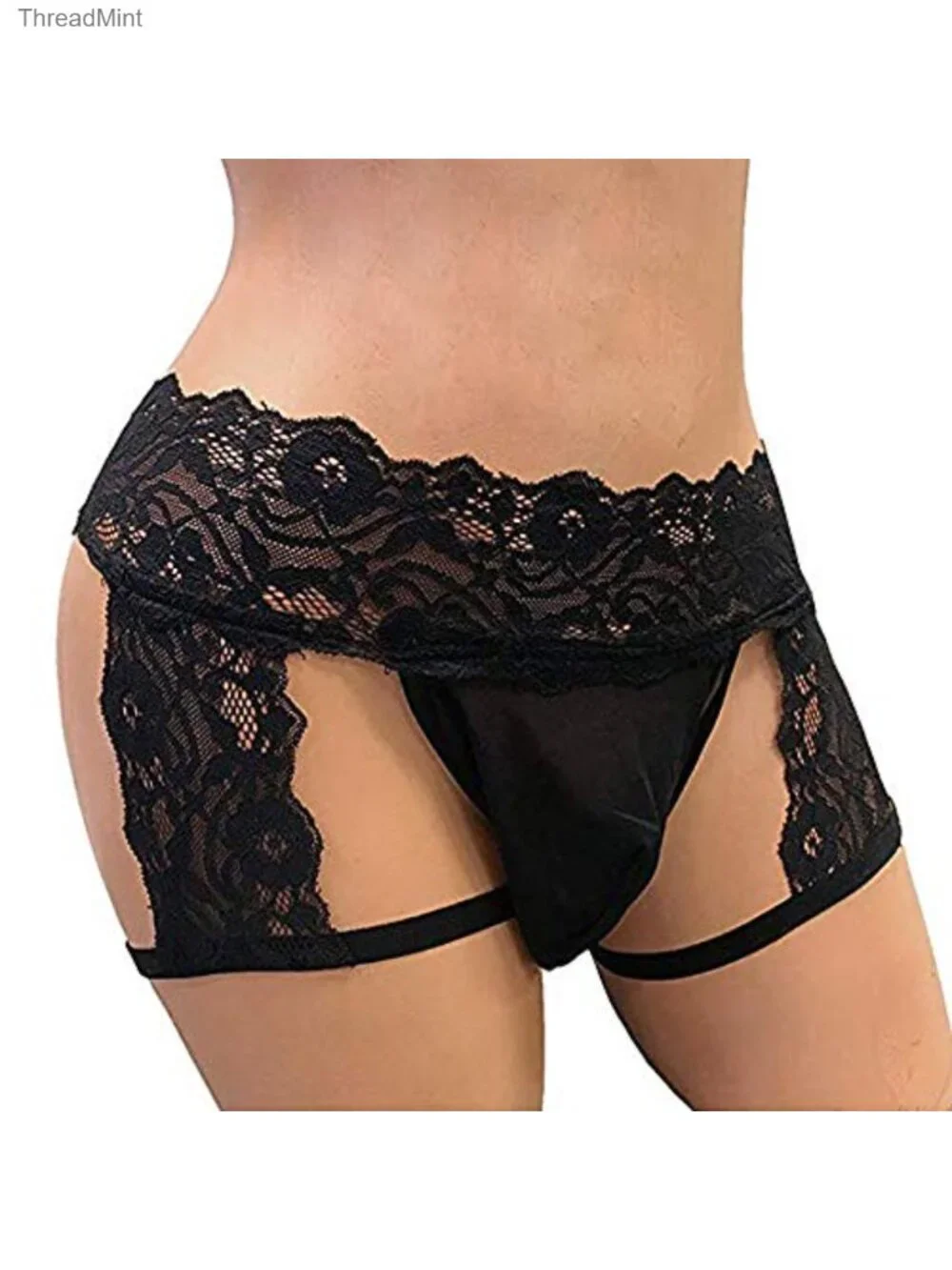 Men's Lace Pouch Bikini Briefs Sexy Sissy Crossdress Underwear